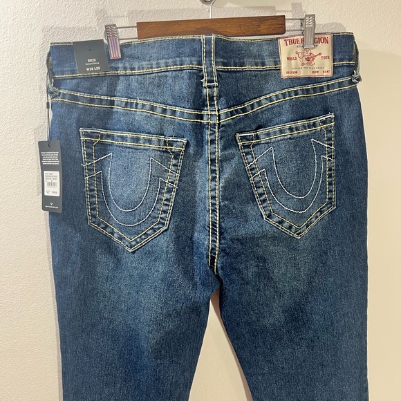 True Religion Men`s Rocco Big T Relaxed Skinny Jeans Size 36x32 Blue Stitching - Picture 9 of 9